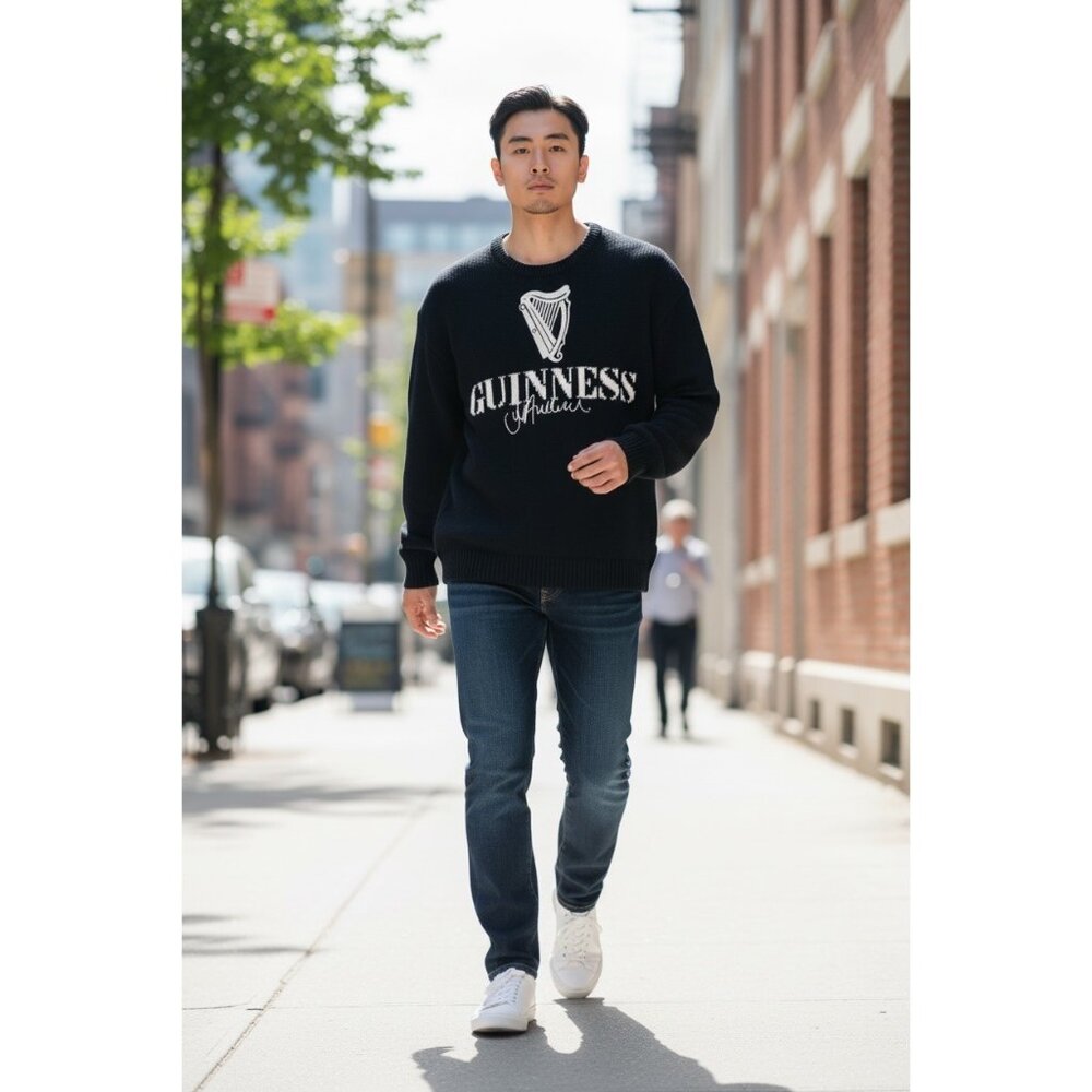 NWT JW Anderson Guinness Logo Cashmere Blend Sweater Jumper Black White Mens XL